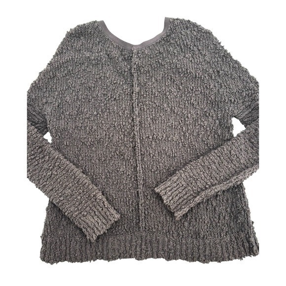 Free People Songbird Oversized Chunky Knit‎ V-Neck Sweater Brown Medium Weight - Picture 8 of 10